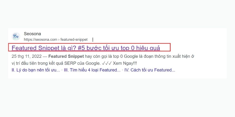Mô tả Title Feature Snippet Seosona