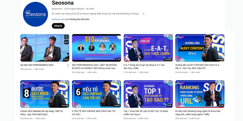 Video Seosona trên Youtube