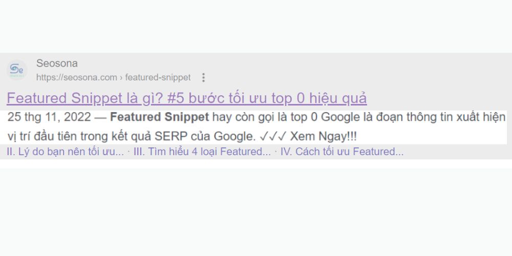 Mô tả Meta Desciption Feature Snippet Seosona