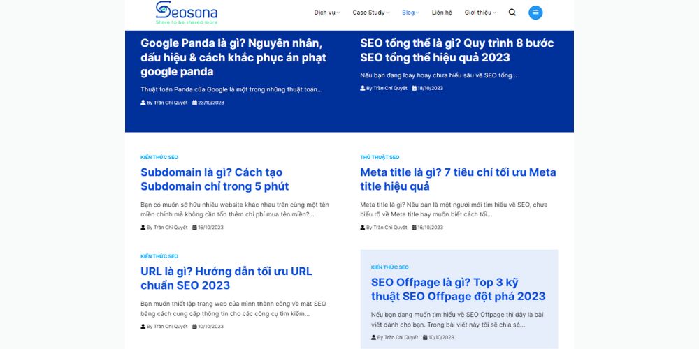 Tổng hợp trang Blog của Seosona