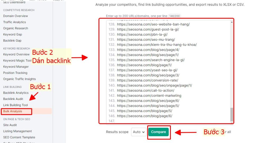 lấy chỉ số backlink trên semrush
