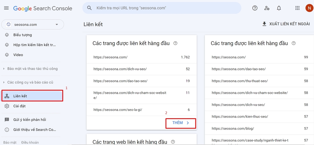 Kiểm tra backlink bằng Google Search Console