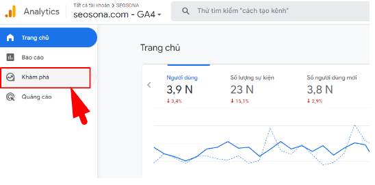 Truy cập GA4 của website