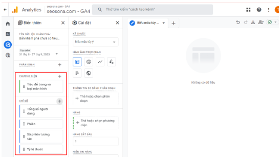 Google Analytics tạo báo cáo khám phá để kiểm tra Bounce Rate