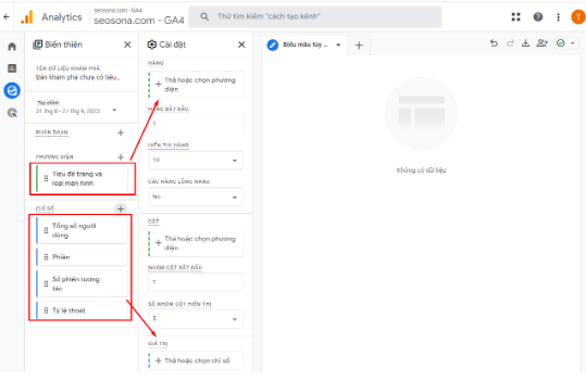 Thêm phương diện vào báo cáo phân tích Bounce Rate