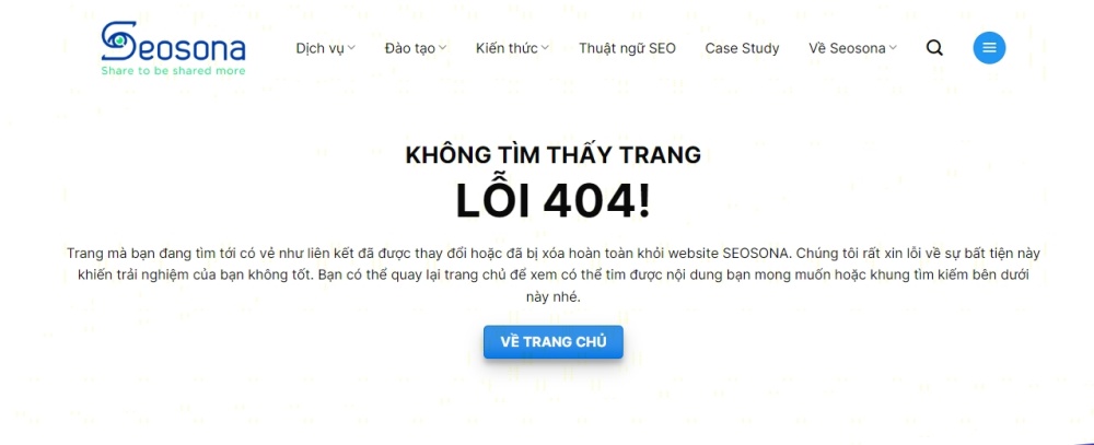Broken link khiến người dùng gặp lỗi khi truy cập trang