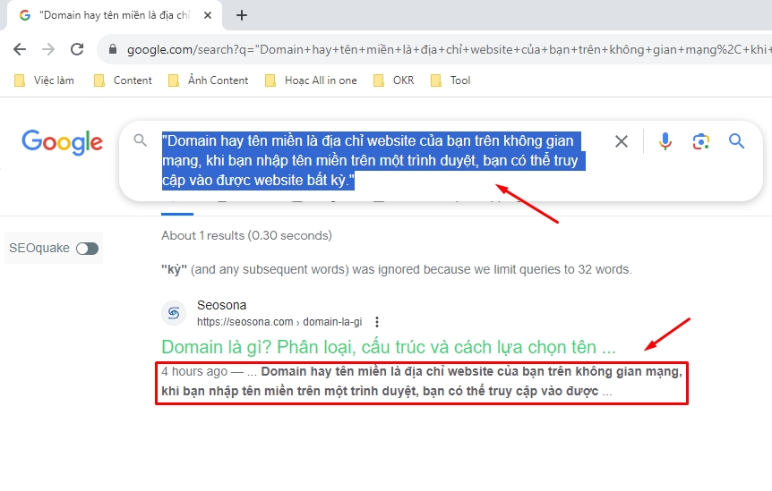 Tìm kiếm đoạn văn trùng lặp trên Google Search