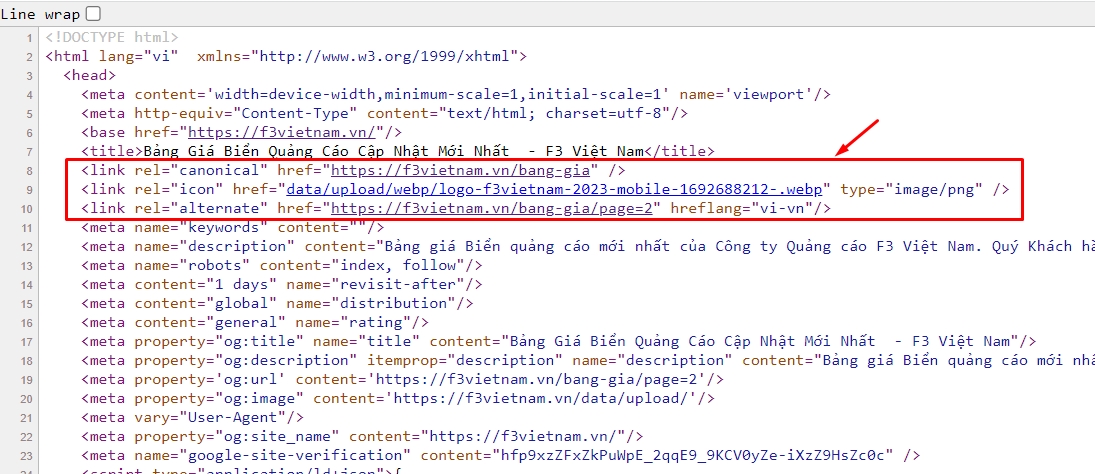 Website không có thẻ rel next và rel prev cho phân trang