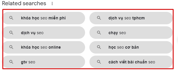 Gợi ý tìm kiếm của Google cho từ khóa liên quan