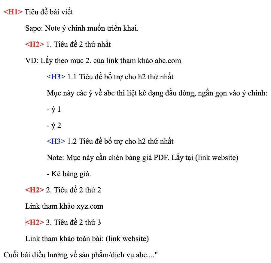 mẫu outline bài viết chuẩn seo