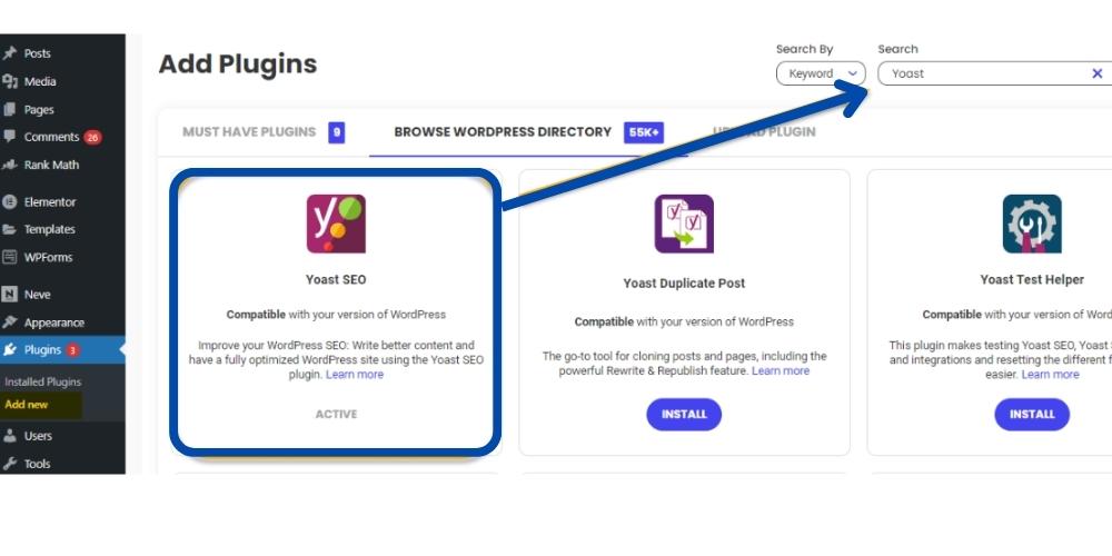 WordPress: cài đặt và kích hoạt plugin Yoast SEO