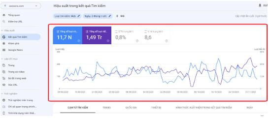 Ví dụ về website Seosona trên search console
