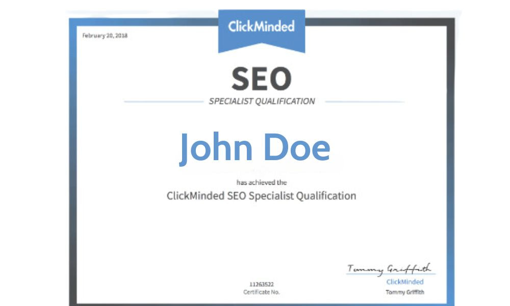 Clickminded SEO Specialist Qualification