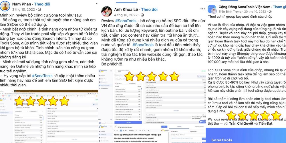 Đánh giá của các anh em SEOer Việt Nam về SonaTools