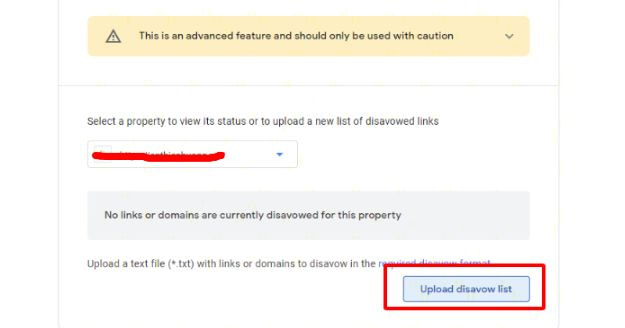 Tải danh sách backlink cần từ chối dưới định dạng txt. của bạn lên.