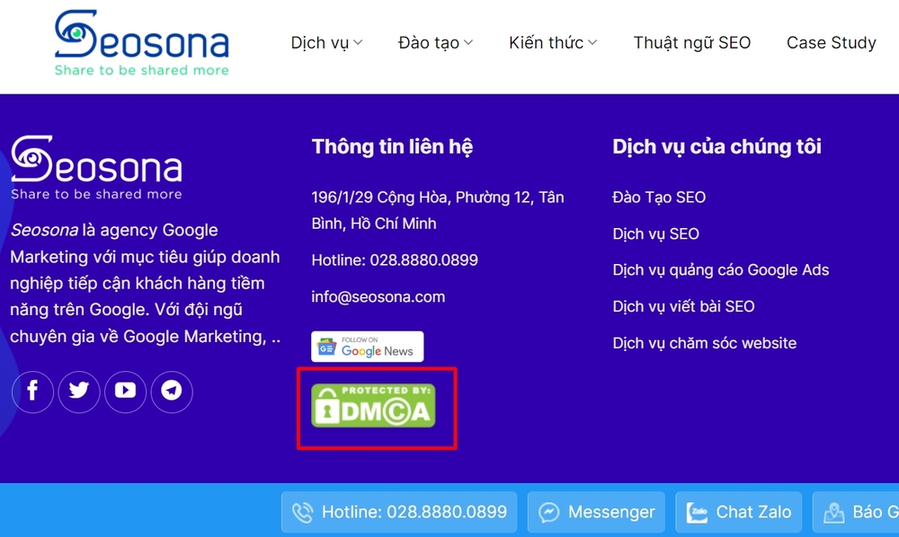 Đăng ký thành công DMCA