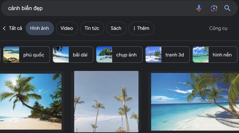 tìm kiếm cảnh biển trên google