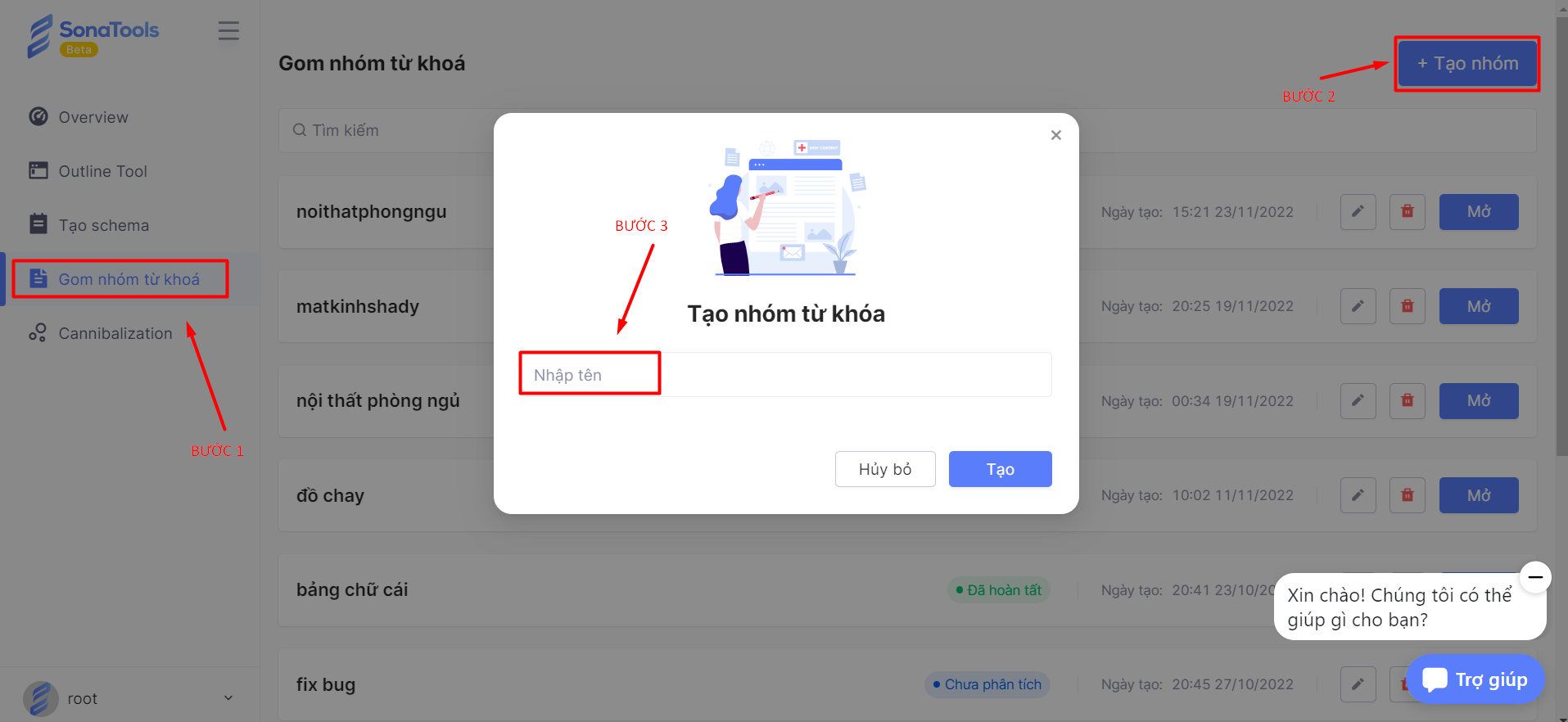 Sonatools: tạo nhóm từ khóa để phân tích Featured Snippet