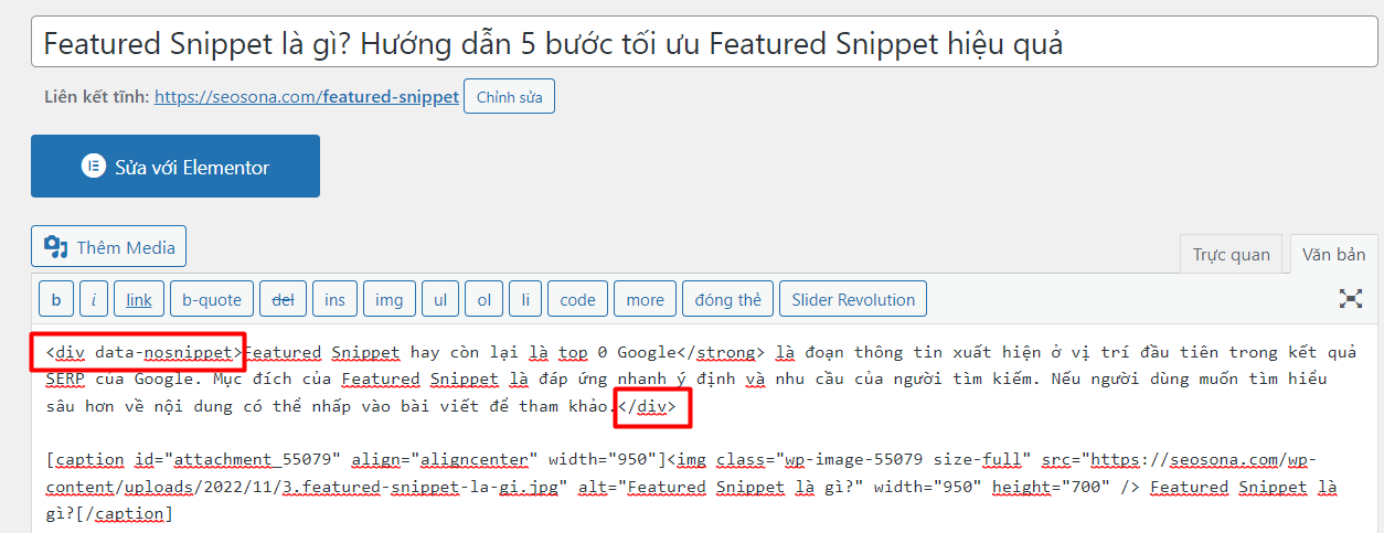 Loại bỏ featured snippet