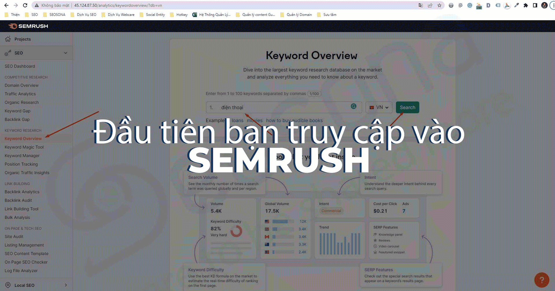 Tìm từ khóa bằng Semrush