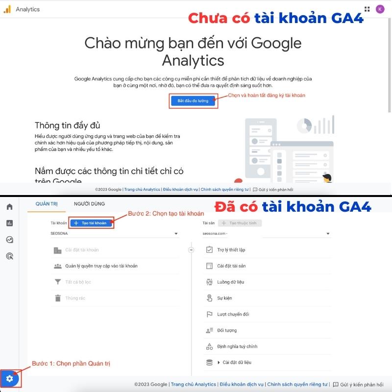 tạo tài khoản google analytics 4