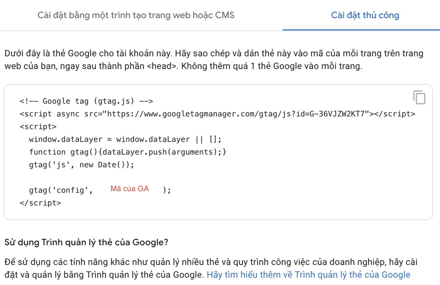 mã google analytics