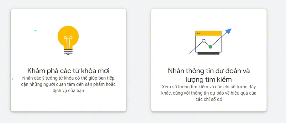 Hai tính năng Discover New Keywords và Get search volume của Keyword Planner
