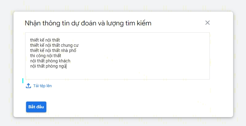 Keyword Planner: nhập danh sách từ khóa thủ công hoặc tải file