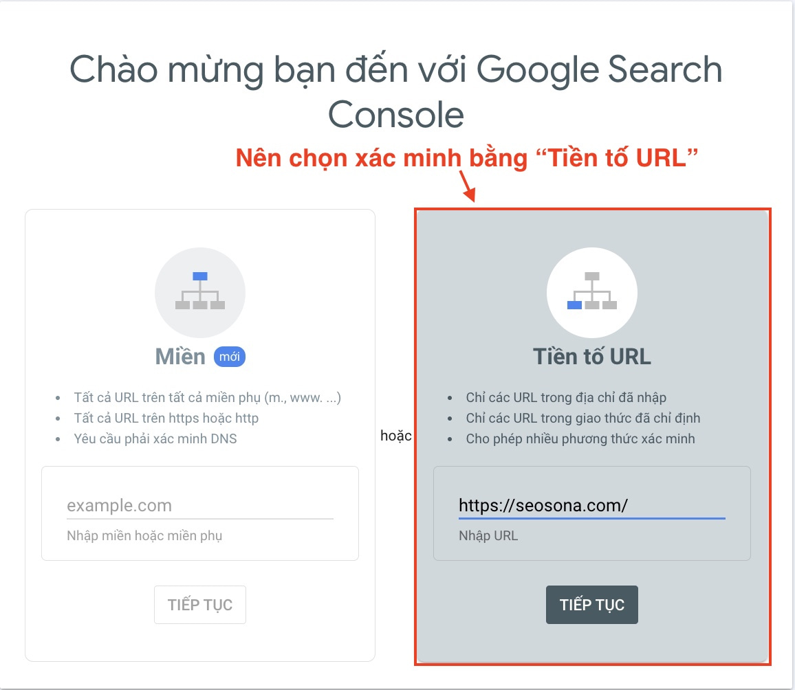 bước 2 đăng ký google search console