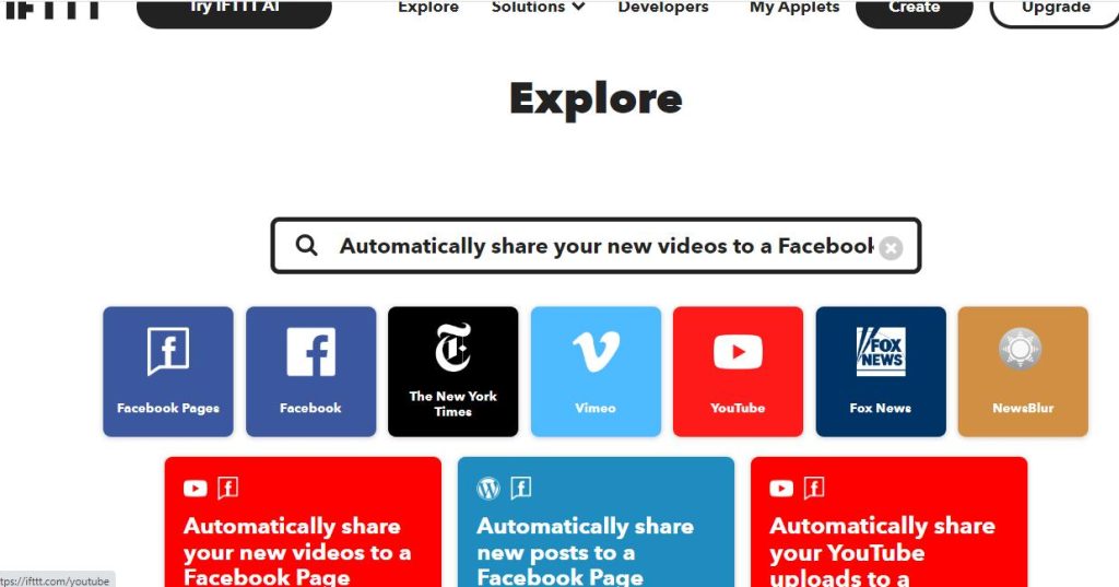 Automatically share your new videos to a Facebook Page”