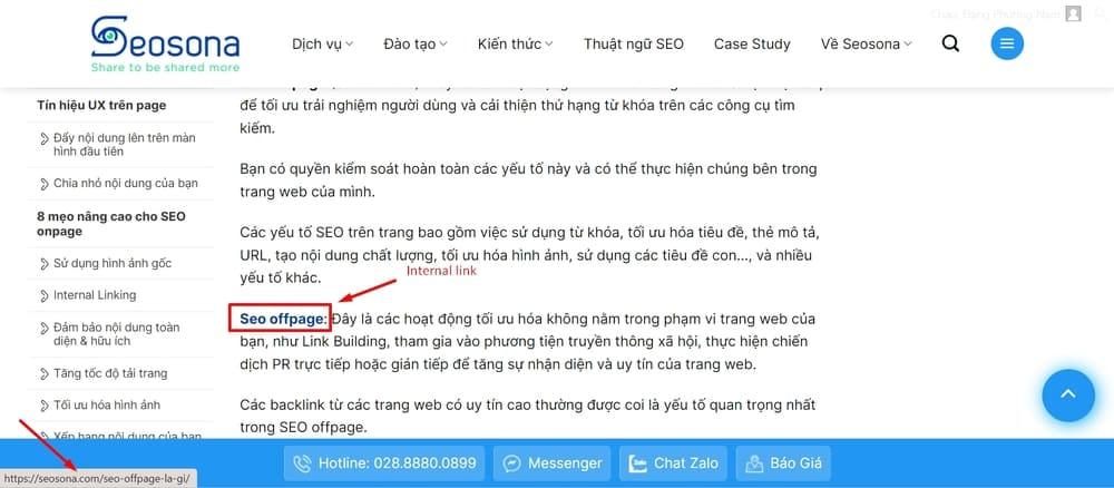 Ví dụ về internal link