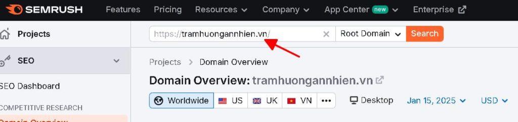 sự dụng công cụ semrush để nghiên cứu từ khóa hạt giống
