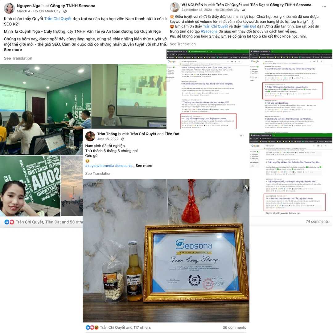 reviews về SEOSONA trên facebook