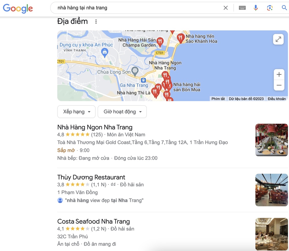 ví dụ về kết quả map pack