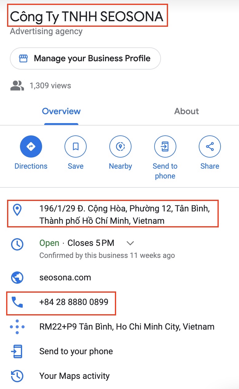 ví dụ về citation có cấu trúc của web SEOSONA