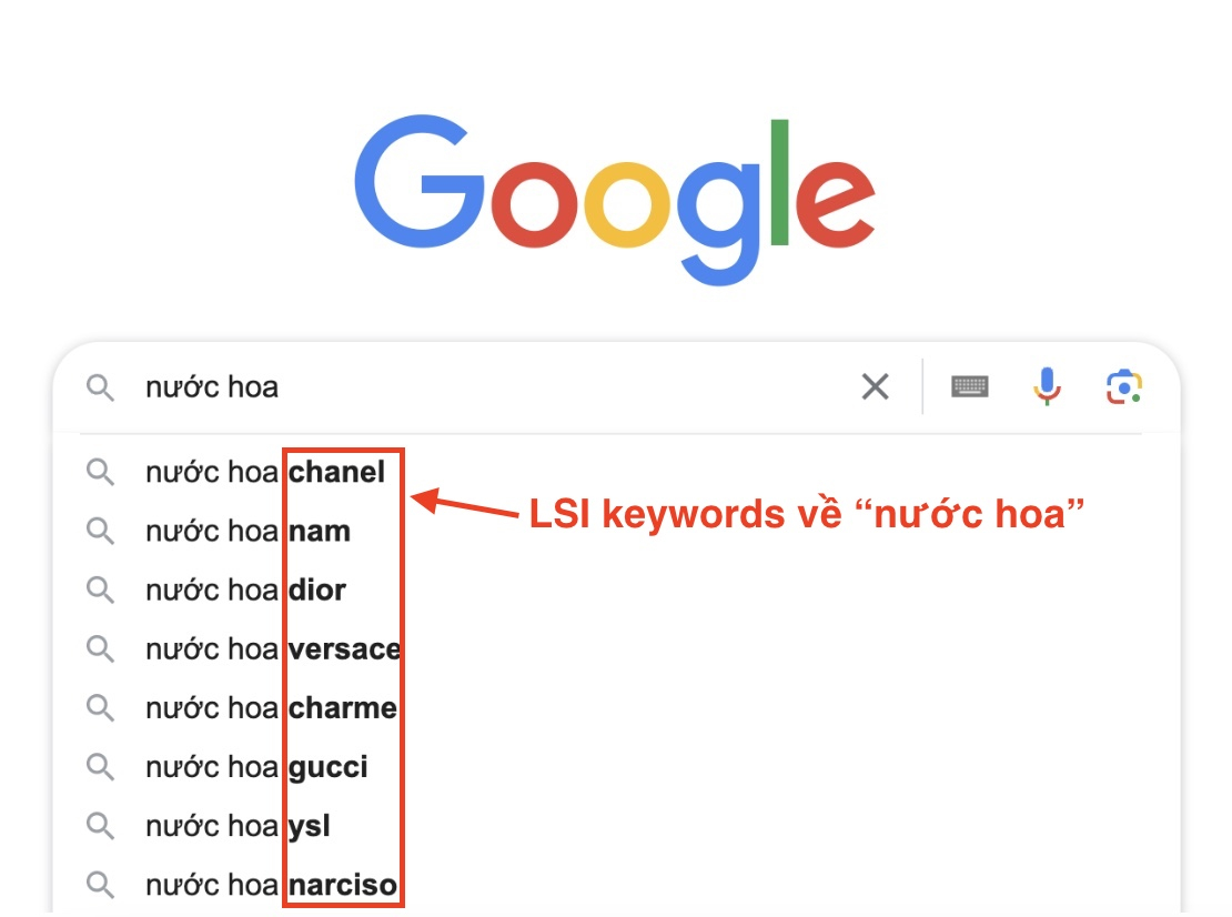 tìm kiếm LSI keyword bằng Google Autocomplete