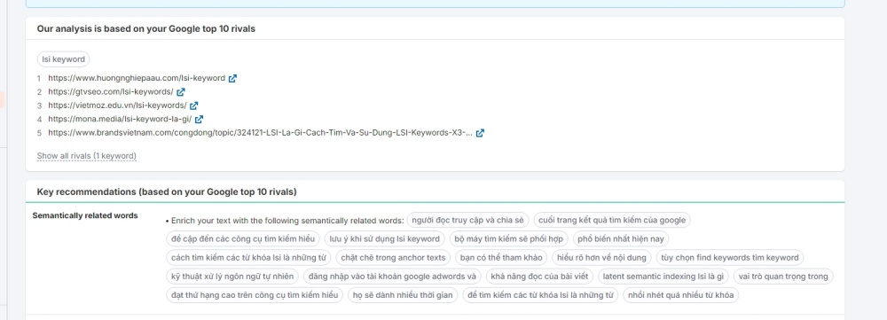 Semrush nghiên cứu LSI Keywords cho nội dung SEO