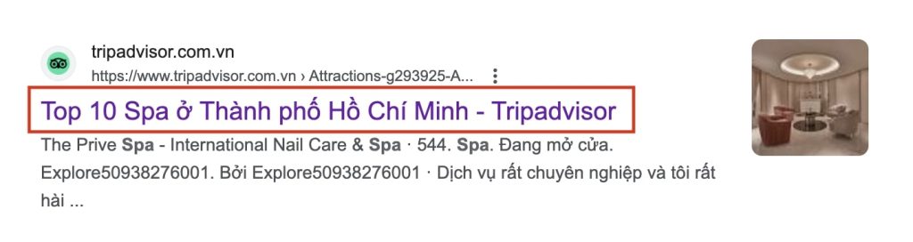 Ví dụ meta title của một trang web