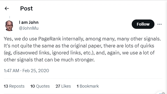 PageRank đánh giá mức độ quan trọng của trang web