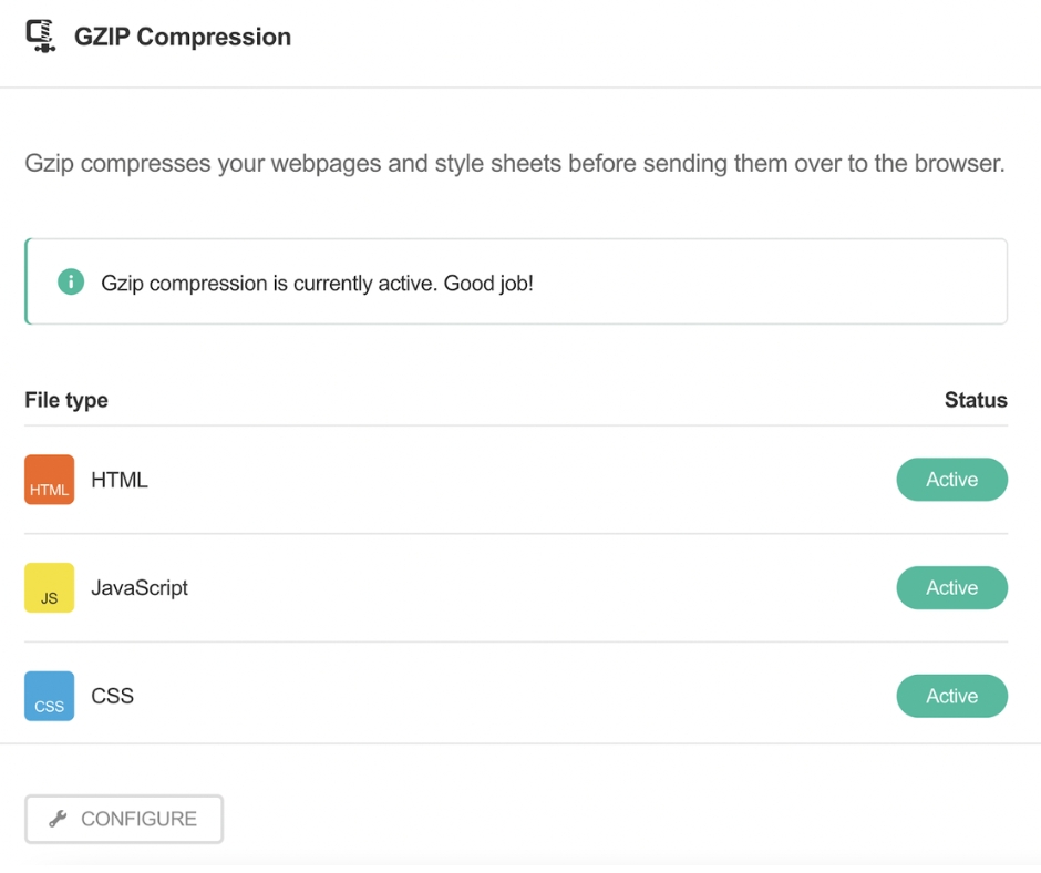 Hummingbird: kiểm tra tệp đang Active trong phần Nén Gzip