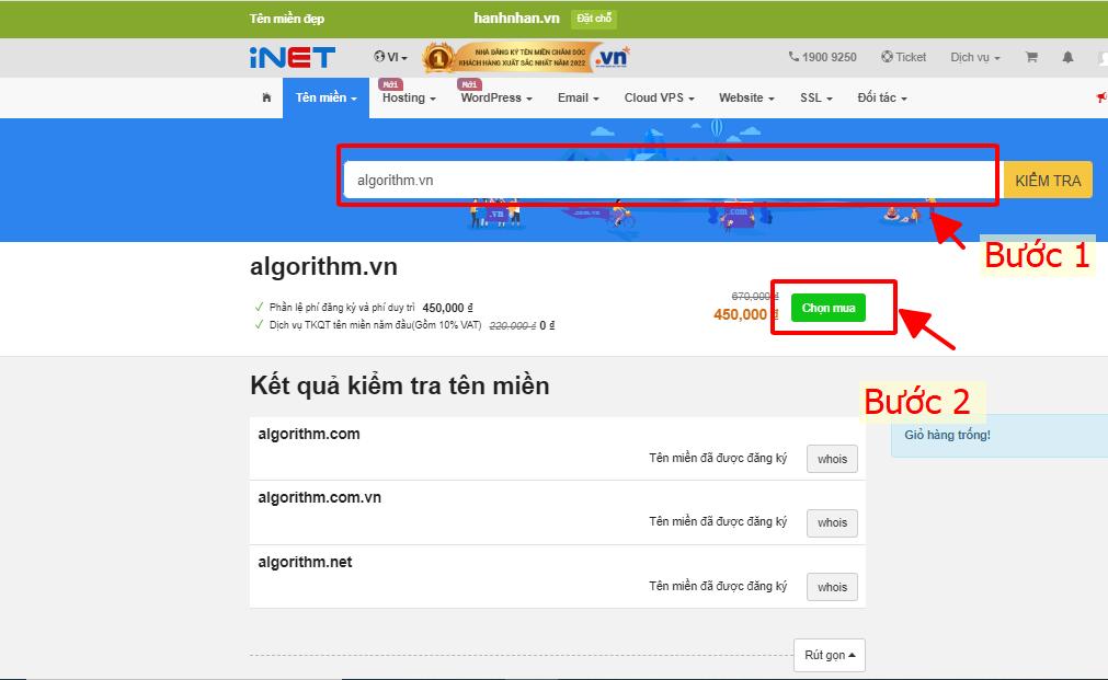 copy tên miền dán vào thanh tìm kiếm