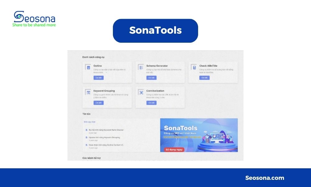 Giao diện công cụ SEO SonaTools