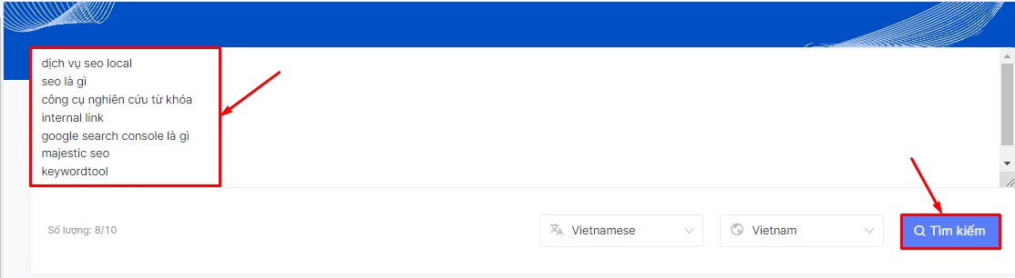 Nhập từ khóa hạt giống vào Sonatool Keyword Explorer