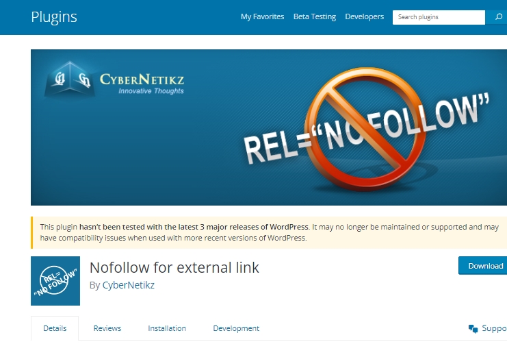 Cài plugin nofollow external link bằng file ZIP