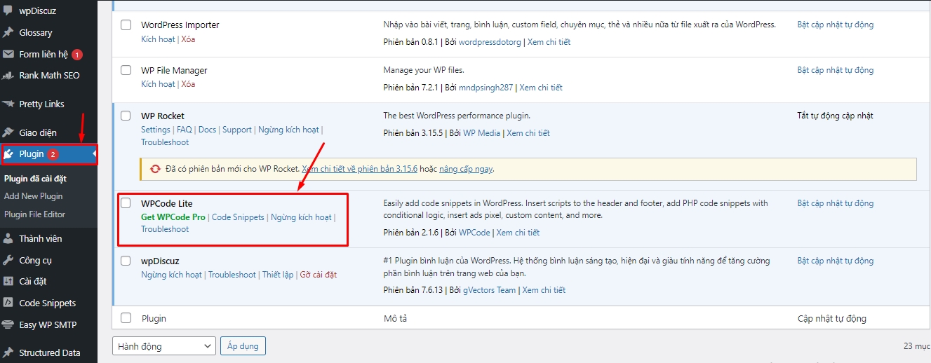 Cài đặt plugin Header and Footer Scripts trong WordPress