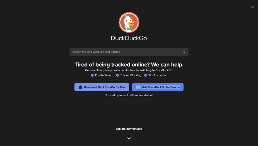 giao diện search engine duckduckgo