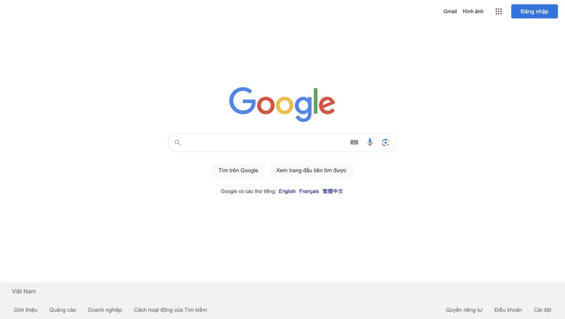 giao diện của search engine google