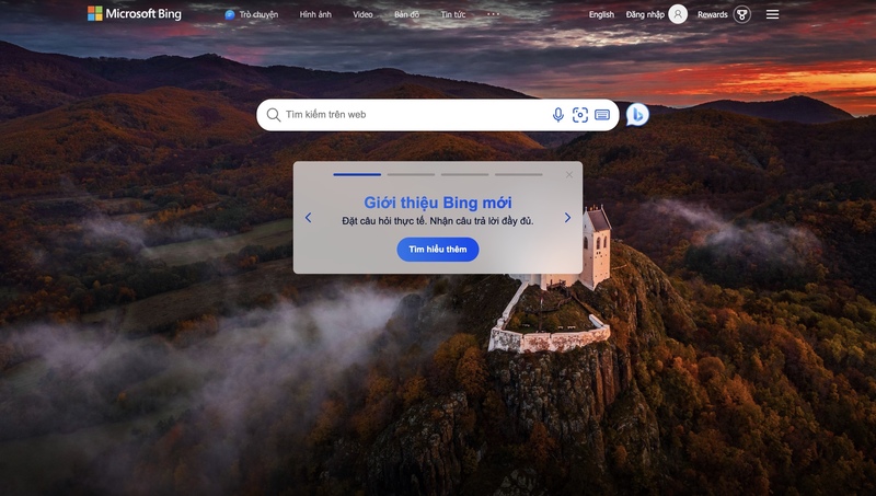 giao diện của search engine bing