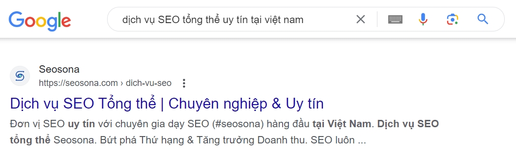 Ví dụ về từ khóa dài