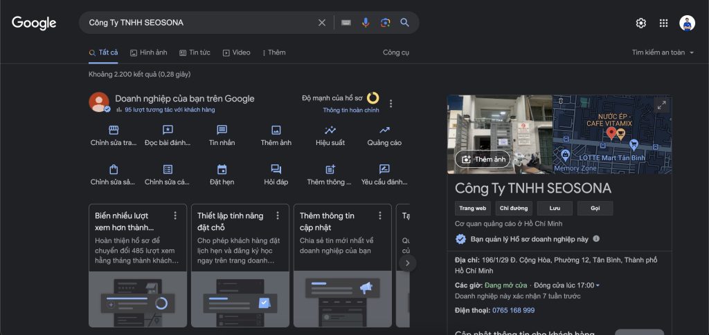 Minh họa bắt đầu tối ưu SEO Google Maps